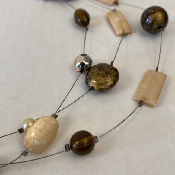 STATION necklace stone and beads wire strands Lobster clasp - Picture 9 of 10